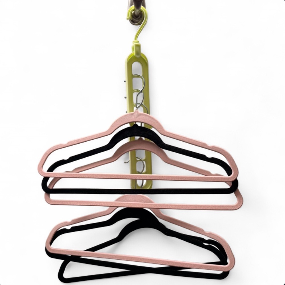 Pink and Black Velvet Hangers Set